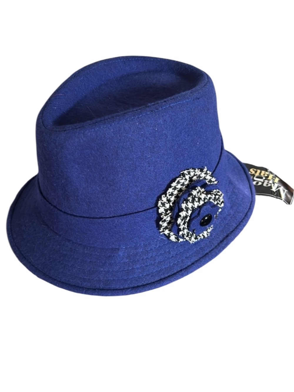 Blue Wool Blend Fedora Hat by MAGID HATS
